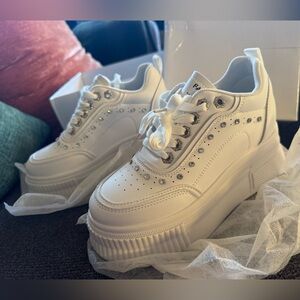 Stylish White Platform Sneakers